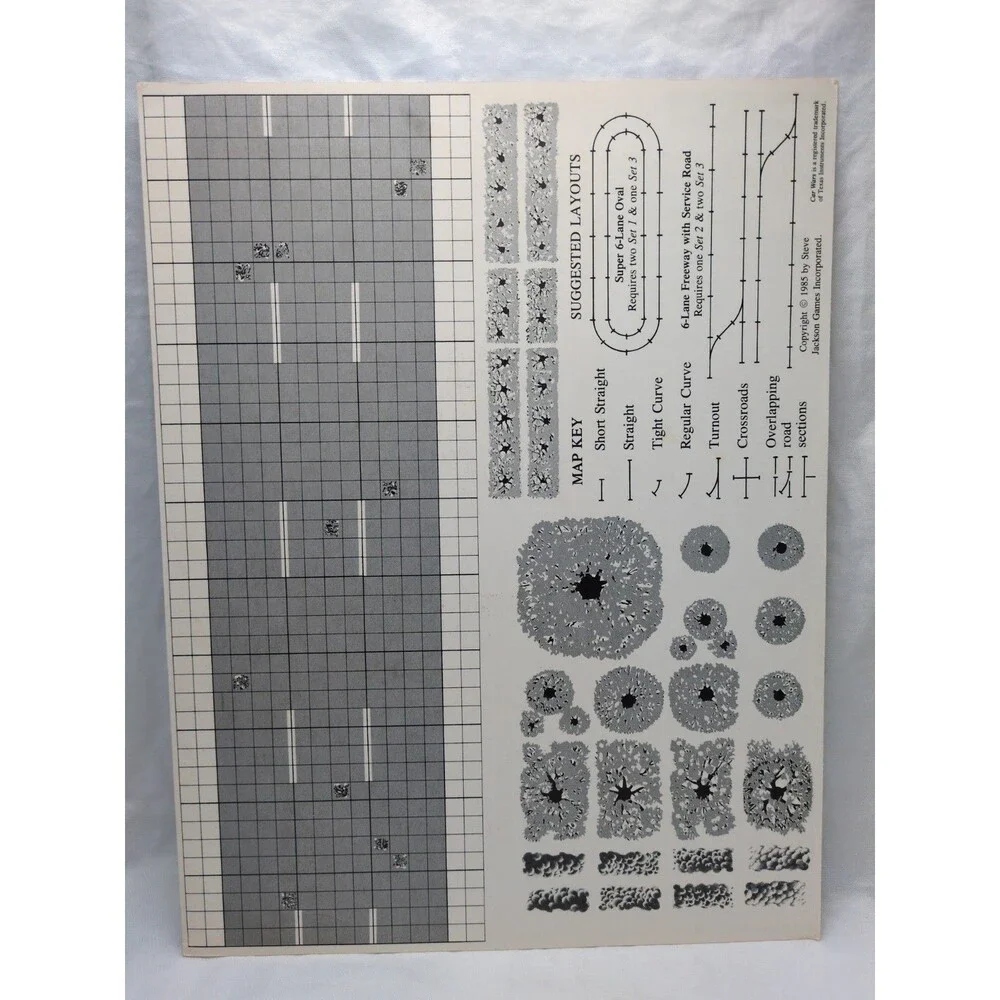 (1) Sheet Car Wars Deluxe Road Sections Set 3: Straights